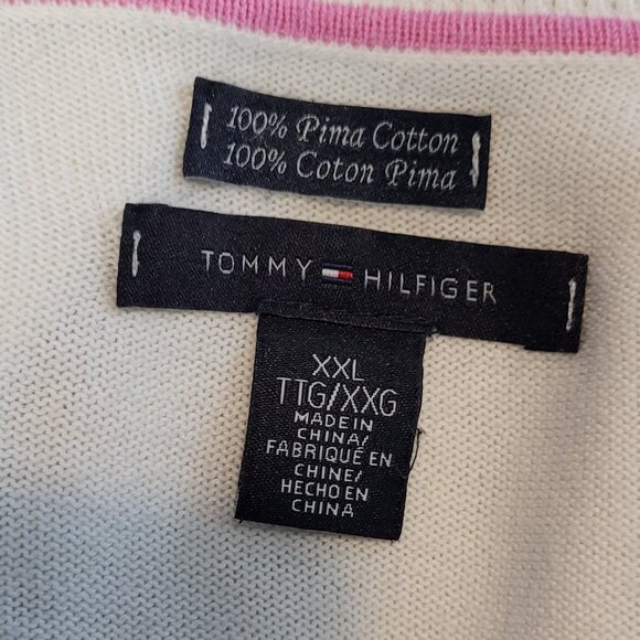 LOT OF 2 TOMMY HILFIGER LIGHTWEIGHT 100% PIMA COTTON ARGYLE SWEATERS EUC 2X XXL - Picture 14 of 14